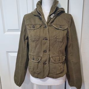 Levi's distressed  jacket with hoodie size Large